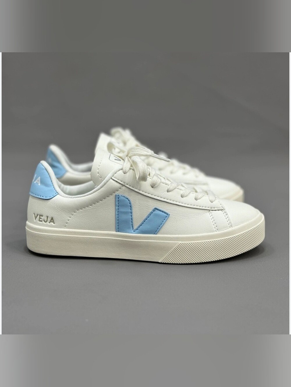 Veja Women's White Sneakers with Light Blue Accent